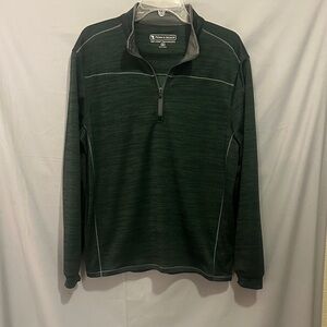 Pebble Beach Forest Green Half-Zip Pullover with Gray Trim